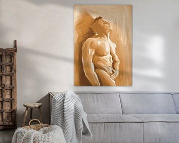 Man fitness aarde geel van Krista Kitsz Art