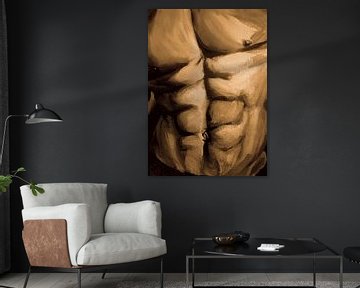 Gespierd mannelijk bovenlijf aarde geel van Krista Kitsz Art
