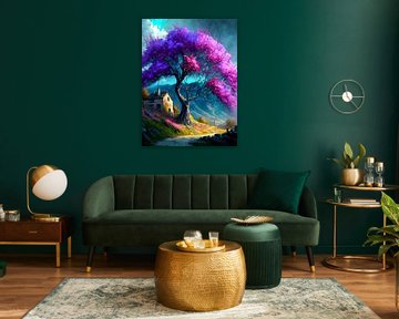 tree house fantasy landscape surreal dream world path mountains by gm_designs