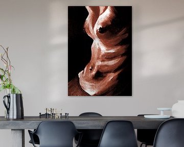 Woman nude breasts belly terra red brown by Krista Kitsz Art