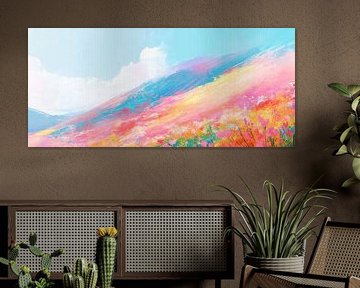 Buntes Blumenfeld von Abstraktes Gemälde