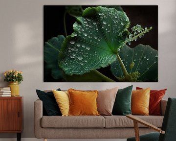 Wassertropfen auf Blatt
