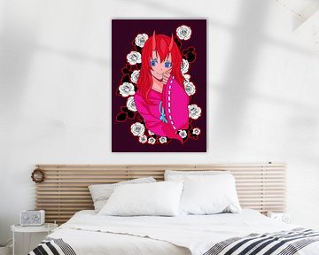 Meisjes schattig met hoorns van cotto art