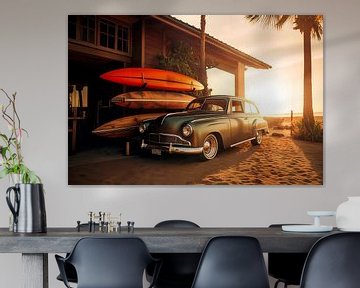 Amerikanischer Oldtimer bei Sonnenuntergang von Philippe HUGONNARD