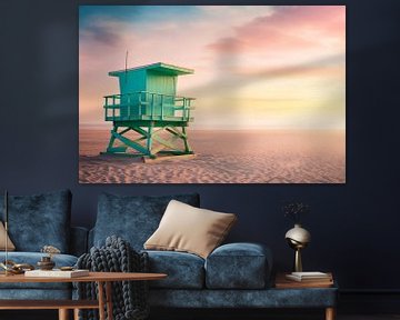 Sunset over a lifeguard's house by Philippe HUGONNARD