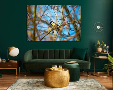 Mees in takken met blauwe lucht van Stefanie Orlati