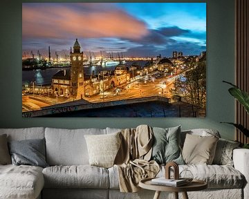 Aanlegsteigers haven Hamburg van Achim Thomae Photography