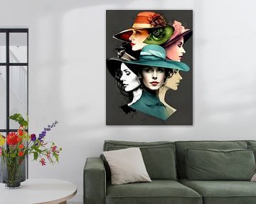 Vrouwen Hoeden Profiel Portret Elegantie Vrouwelijkheid Licht Schaduw van gm_designs