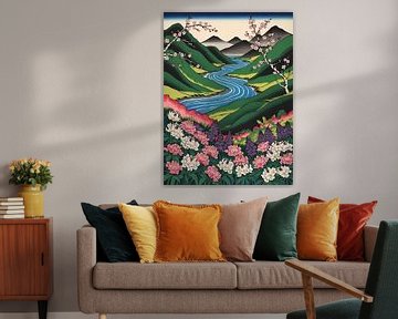 Lenterandschap met bloesems en bloemen van Artistic