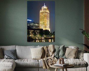 Night photo Rembrandt tower in Amsterdam by Anton de Zeeuw