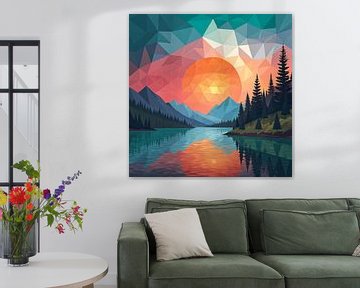 Geometrische zonsondergang Serenity van Artistic