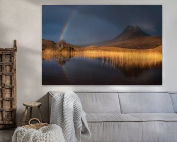 Stac Pollaidh with a rainbow in Scotland