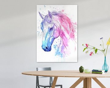 Cheval expressif à l'aquarelle