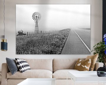Windturbine waterpomp monochroom van Werner Lehmann