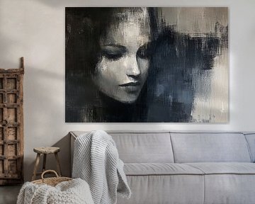 Vrouwenportret van Abstract Schilderij