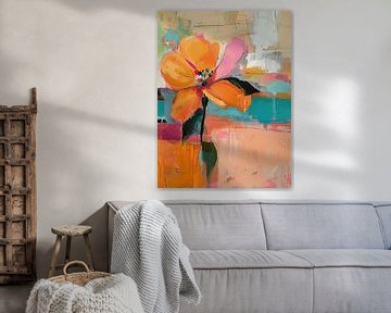 Bloem schilderij van Abstract Schilderij