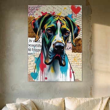 Deutsche Dogge im bunten Graffiti-Stil von Betty Maria Digital Art