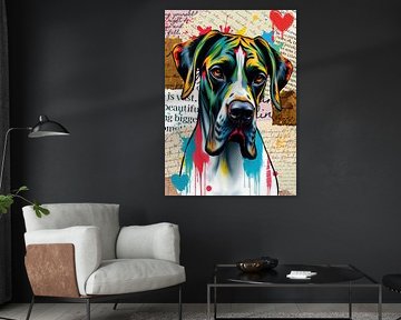 Duitse Dog - Deense Dog in kleurrijke Graffiti stijl van Betty Maria Digital Art