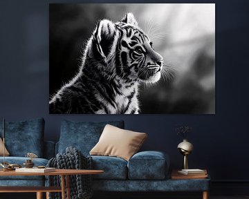 Black and white tiger cub artwork by Imperial Art House