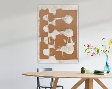Abstracte organische vormen in terracotta en wit nr. 1 van Dina Dankers
