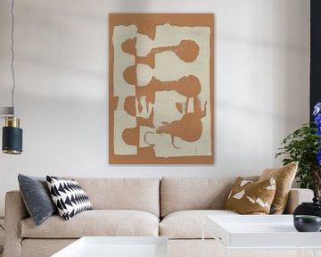 Abstracte organische vormen in terracotta en wit nr. 2 van Dina Dankers