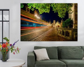 Light tracks in Historic City of Ghent by Fotografiecor .nl