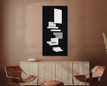 Geometric shapes on black by Frank Heinz