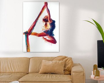 Aerial acrobat in a colourful pose - Aerial Silk by Pixelbull Design