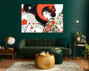 Japanische Kunst Geisha