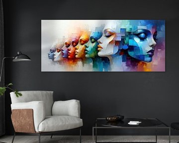 Gezichten van een droom - Acht vrouwen in het kleurenspel van gesloten ogen tussen stilte, contemplatie en surrealistische beweging van AidasignArt