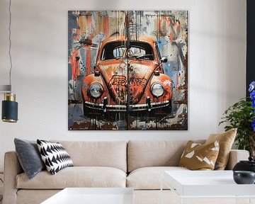 VW Kever roest graffiti stedelijke metalen muur auto patina van gm_designs