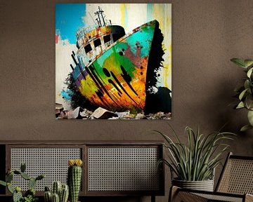 Schipbreuk gestrand Kleuren Roest Graffiti Vergankelijkheid Kunst van gm_designs