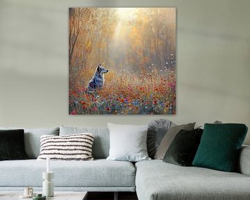 Ochtendgloren – De Hond in het Bloemenveld van Karina Brouwer