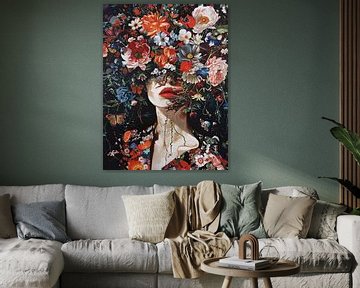 Vrouwenportret | Whispering Blooms of Surrealism van Abstract Schilderij