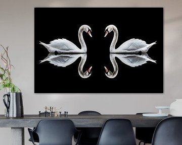 Elegante Schwäne mit Spiegelung von Art & Soul Creations