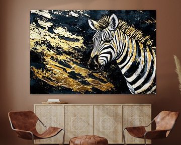 Zebra portret met goudaccenten van Imperial Art House