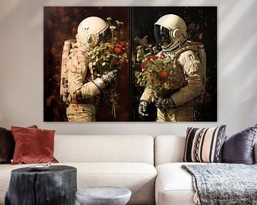Astronauten met bloemenboeketten van Imperial Art House