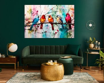 Vrolijke vogels en bloesemkunst van Imperial Art House