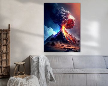 Vulkaanuitbarsting vuur wolk berg gloeiend lava lucht van gm_designs