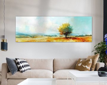 Landschaft mit Baum | Golden Tree in Landscape von Kunst Laune