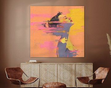 Vrouwenportret | Vrouw Geel-Roze van De Mooiste Kunst