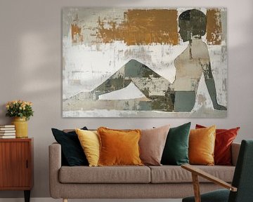 Vrouwenfiguur | Minimalist Back View van Abstract Schilderij