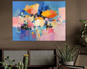 Moderne Bloem van Abstract Schilderij