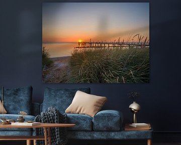 Baltische Zee - Zonsondergang bij de pier van Wustrow van t.ART