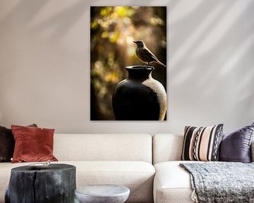 Bird on dark vase by Art & Soul Creations