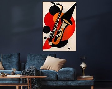 Abstracte saxofoon poster kunst van Imperial Art House