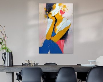 Vrouw met Gele Huid | Vrouw Abstract van Blikvanger Schilderijen