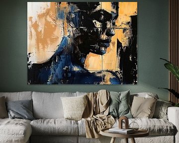 Minimalist Female Face with Shades of Blue