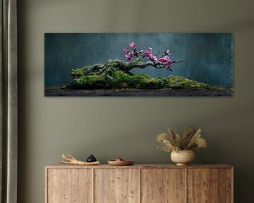 Liggende bonsai met amandelbloesem stilleven panorama van Digitale Schilderijen