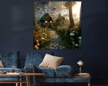 Forêt de contes de fées Maisons de champignons enchantées Sentier de pierres Fantaisie Nature sur gm_designs